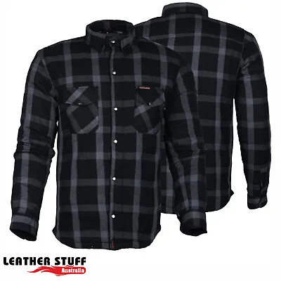 Motorcycle Bikers Sports Armoured Protection Flannel Premium Shirt KEVLAR Lined • $173.99