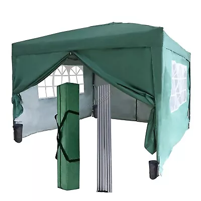 3X3M Pop Up Gazebo 4 Sides Garden Awning Canopy Party Tent Marquee Outdoor Green • £87.99