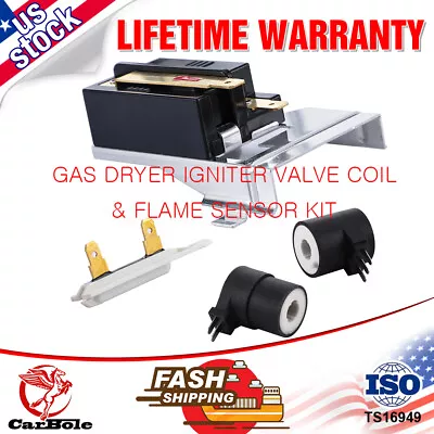 Gas Dryer Igniter Valve Coil & Flame Sensor Kit For Whirlpool Maytag WP338906 US • $18.49