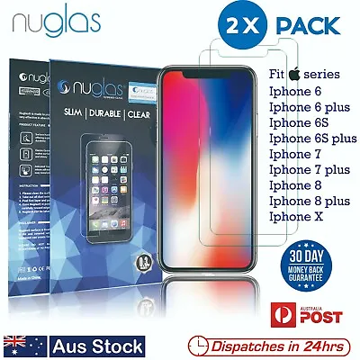 $3.55 • Buy 2x NUGLAS Tempered Glass Screen Protector Compatible Iphone 5 5C 5S CE  6 6S 7 8
