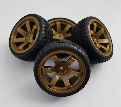 1/10 RC Car On Road/touring/rally Wheels & Tyres X4 Gold • £13.99