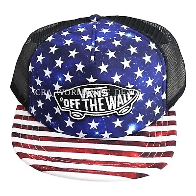 VANS Off The Wall Classic Patch American Flag Trucker Hat • $12.97