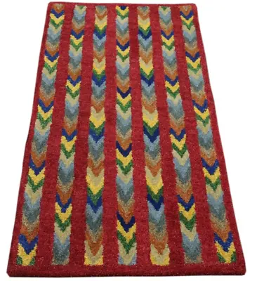 Gabbeh Carpet 100% Wool 70X140 Cm Handmade Orange Hand T1000 • £72.57