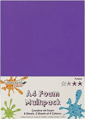 A4 Creative Multipack Tonal Color Craft Foam Sheets Kids DIY Scrapbooking Purple • £3.99