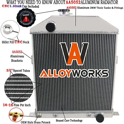 4 Row Aluminum Radiator For 1942-1948 Ford Mercury Pickup/Sedan/Deluxe Chevy V8 • $199