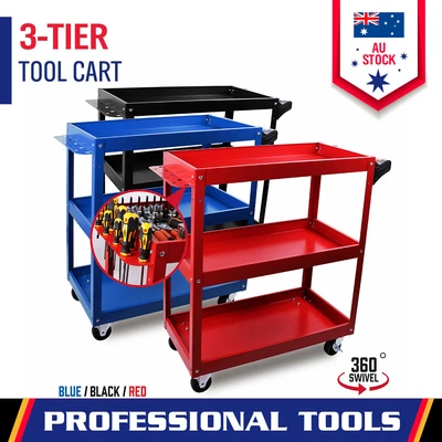 $56.99 • Buy 3-Tier Tool Cart Trolley Toolbox Workshop Garage Storage 150KG Organizer 360°