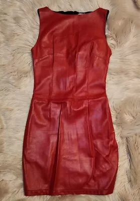 Preowned Red Leather Wheels & Dollbaby Kit Kat Dress Size 10 • $180
