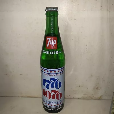 7Up Salutes 1776 1976 Bicentennial Liberty Bell Green Glass Bottle Unopened Full • $7.50