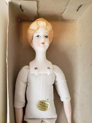 Vintage Shackman Porcelain Jointed Doll Muslin Body Blonde Woman 1979 New 7.5  • $18