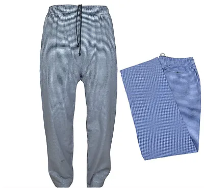 Gingham Check Chef Trousers Pant Black Blue White Side Pocket Uniform Cater Food • £12.99