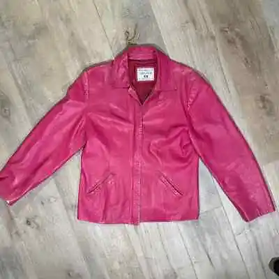 Vintage Vera Pelle Pink Leather Jacket 80s 90s Womens Size 46 • $49.99