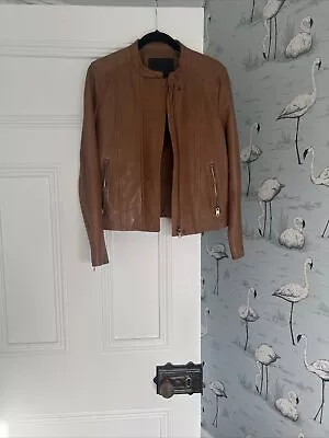 MASSIMO DUTTI (Tan) Leather Jacket Ladies M - Worn Once Excellent Condition • £100