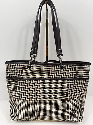 Ralph Lauren Houndstooth Tote Bag Handbag With Leather Straps • $24.95