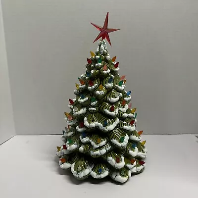 Vintage Holland Mold Flocked Snow 12” Ceramic Christmas Tree No BASE AS IS • $40