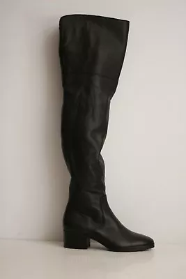 NEW Via Spiga 'Ophira' Over The Knee Boot - Black Leather - Women's 5.5 US • $147.77