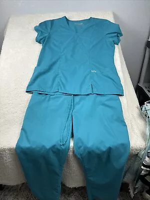 Greys Anatomy By Barco Turquoise Green  Scrubs Set  Womens Sz XL Pockets V Neck • $15.94