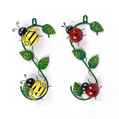 Wall Art Climbing Bumble Bee Ladybird Hooks Outdoor Garden Fence Metal Decor • £8.12