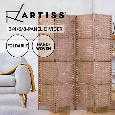 Artiss 4/6/8 Panel Room Divider Privacy Screen Dividers Stand Rattan Natural • $62.95