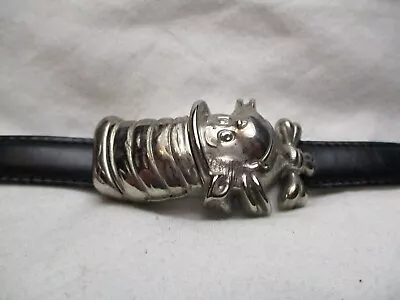 Dr. Seuss Cat In The Hat Watch Silver Toned Black Buckle Band Collectible • $89