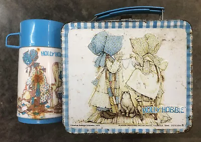 Holly Hobbie Lunch Box & Thermos 1979 Aladdin Vintage Metal Bottle • $17.99