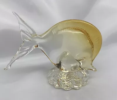 Art Glass Yellow & Clear 4 1/2  Tang Fish • £13.98