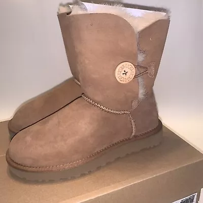 Ugg Bailey Button Ii Chestnut Sheepskin Suede Boots Size Us 6 New In Box • $100