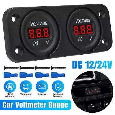 DC 12/24V Dual Battery LED Digital Volt Meter Car Motorcycle Voltage Gauge Panel • $11.48