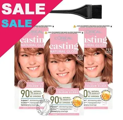 L'Oreal Casting Creme Gloss 723 Almond Blonde Ammonia Free Hair Color Pack Of 3 • £51.82