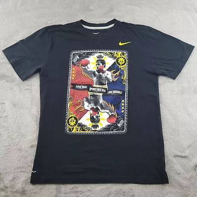 Nike Shirt Mens Medium Black Manny Pacquiao Drifit Boxing Short Sleeve Crewneck • $29.97