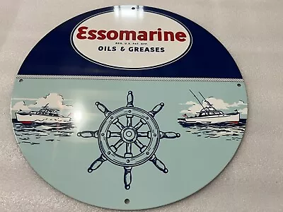 12in ESSO Marine GASOLINE MOTOR OIL SIGN Vintage Style Heavy Steel Metal Sign • $52