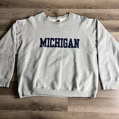 VTG University Of Michigan Sweatshirt Mens XXL Distressed 1990s Spellout U Of M • $24.95