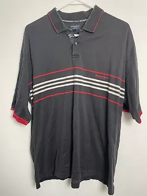 Mens Burberry Golf Polo XXL 2XL Black Short Sleeve Red White Stripes • $67.99