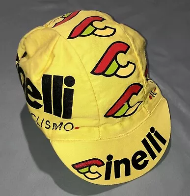 Vintage Cinelli Cycling Hat Yellow Cap It All Huntington Beach USA • $50