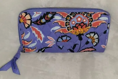 Vera Bradley Mural Garden Purple Accordian Wallet EUC • $16.99