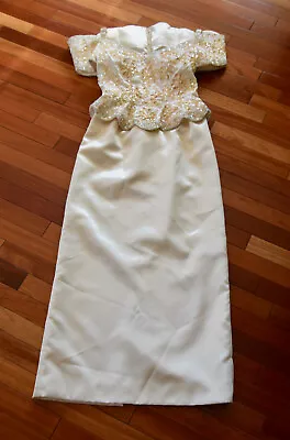 Vintage Mike Benet Beaded Wedding Dress Formal SZ 10 8 S M Pretty • $46.99