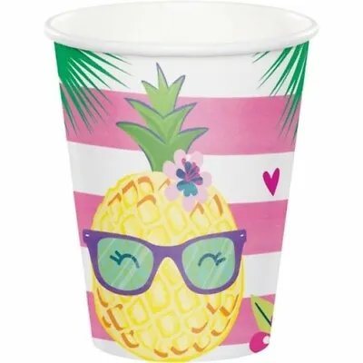 $3.29 • Buy Pineapple N Friends 9 Oz Hot/Cold Paper Cups 8 Per Pack Birthday Luau Tableware