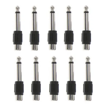 10 Pcs RCA Female Jack To 6.35mm 1/4  Male Mono Plug Audio Adapter Connector_~~ • $7.47