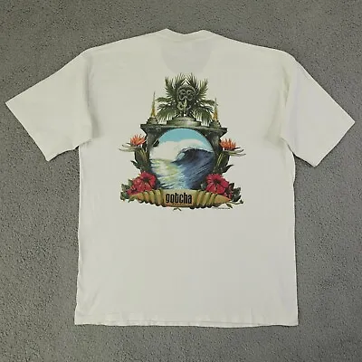 Gotcha Shirt Mens XL White Hawaii Surf Tiki Wave Single Stitch 90s Vintage USA • $71.96