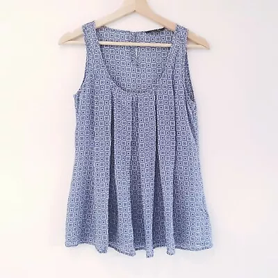 $27.95 • Buy Massimo Dutti Size USA 6 AU 8-10 Blue Geometric Print Silk Sleeveless Blouse Top