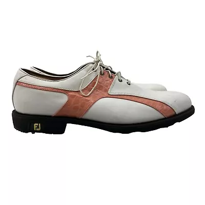 FJ FootJoy Mens 13 Golf Shoes Icon Spikeless White Coral Textured Lace Up 52176 • $39.94