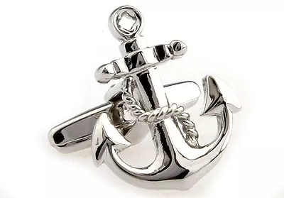 MRCUFF Anchor Cufflinks USN Navy Sailor Silver Boat  Bulk Packed • $13.76