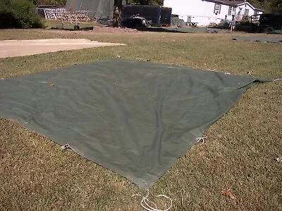 MILITARY SURPLUS AMMO TARP 12 X12 HAY EQUIPMENT COVER  TENT FLOOR TRUCK TRAILER  • $120