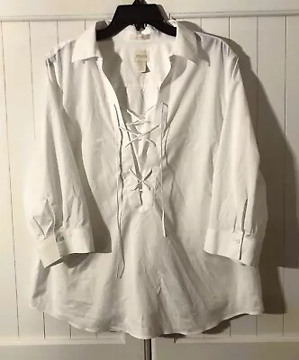 CLASSIC Chico's  Optic White  Tunic Top- Size 3/ Misses XL  NEW • £12.97