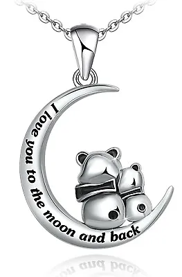 Panda Necklaces For Women I Love You To The Moon & Back Sterling Silver Chain 18 • $69.87