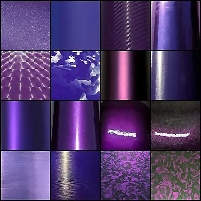 18 Styles Of PURPLE Self Adhesive Vinyl Wrap - ANY SIZE - BUBBLE/AIR FREE - Car • £21.99