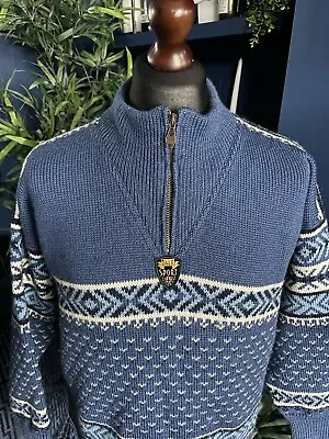 Dale Of Norway Unisex Quarter Zip Pullover Sweater 100% Wool Fairisle Medium • £89.99