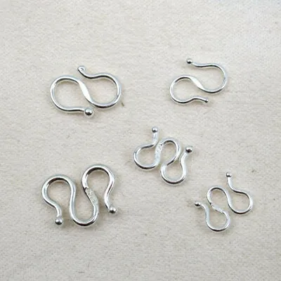 1 Or 5pcs 925 Sterling Silver Hook And Eye Clasp Necklace S Or M Clasps Findings • £3.23