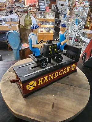 Handcar Cast Iron Mechanical Money Bank • $129