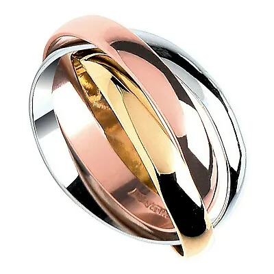 Russian Wedding Ring Chunky Solid Sterling Silver Ladies Band Rose & Yellow Gold • £78.95