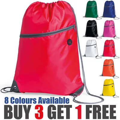 £18.99 • Buy Premium Zipper Drawstring School Bag Sports Gym Sack Swim PE Kit Shoe Bag Lot